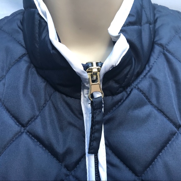 Me Jane Navy Blue Quilted Vest w/White Piping - Picture 3 of 9